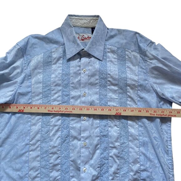 Robert Graham Embroidered Mens Long Sleeve Blue Dress Shirt LT/GT - Picture 8 of 9